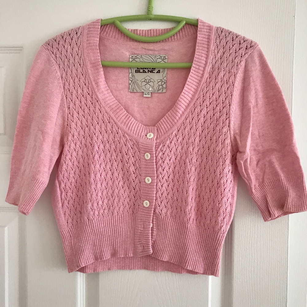 Pink crop cardigan